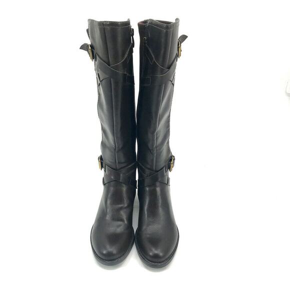 Franco Sarto Chrome Womens Knee High Boots Leather Riding Brown 6 - Picture 2 of 6